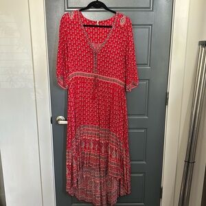 SPELL boho dress with tie waist